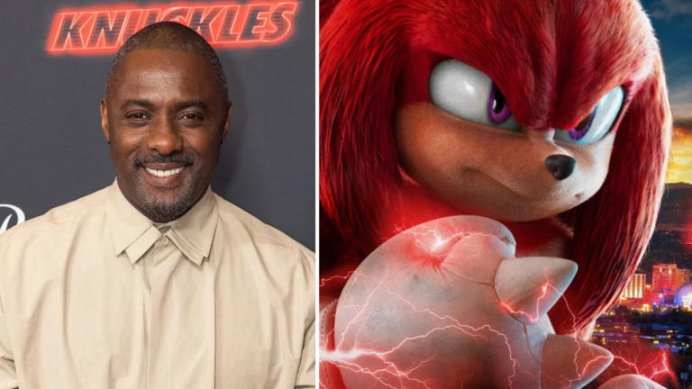 Idris Elba and Knuckles (Getty Images, Paramount+)