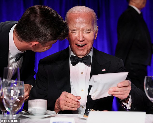 biden, 81, at white house correspondents' dinner as millions watch