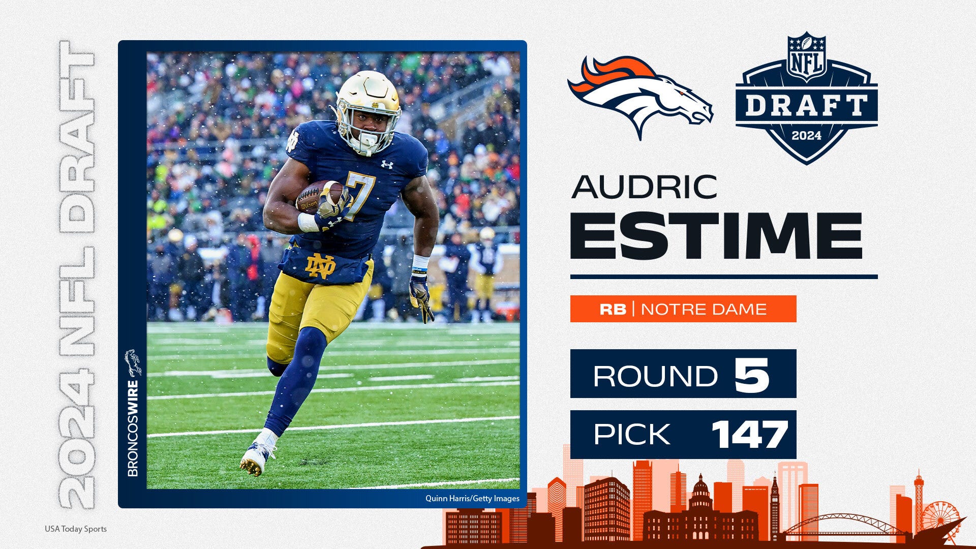 Broncos Select RB Audric Estime In 5th Round Of NFL Draft