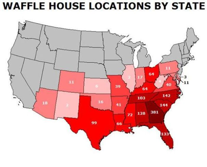 <p>Waffle House is quite a tasty franchise for those on the East Coast. However, it is no more than non-existent on the west coast of the United States.</p>