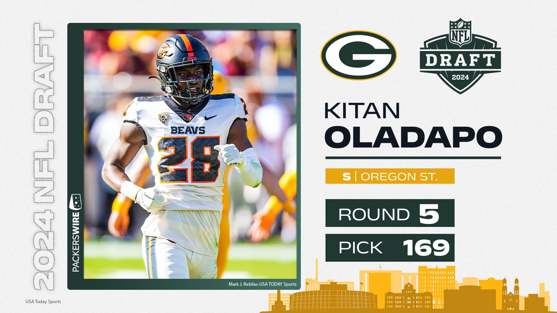 packers select oregon state s kitan oladapo at no. 169 overall in 2024 nfl draft