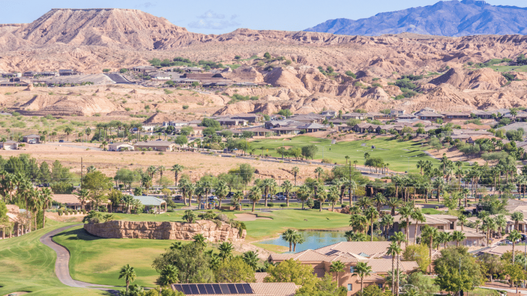 <p>If you like the casino scene but find Vegas a little overwhelming, try Mesquite. It’s like a mini-vegas located close to the Arizona border off I-15, and you’ll pass through on your way to the next three places on this list.</p><p><em>Fun Fact:</em> Known for its world-class golf courses, Mesquite offers more than just casino action, with some of the best golfing available in the region.</p>