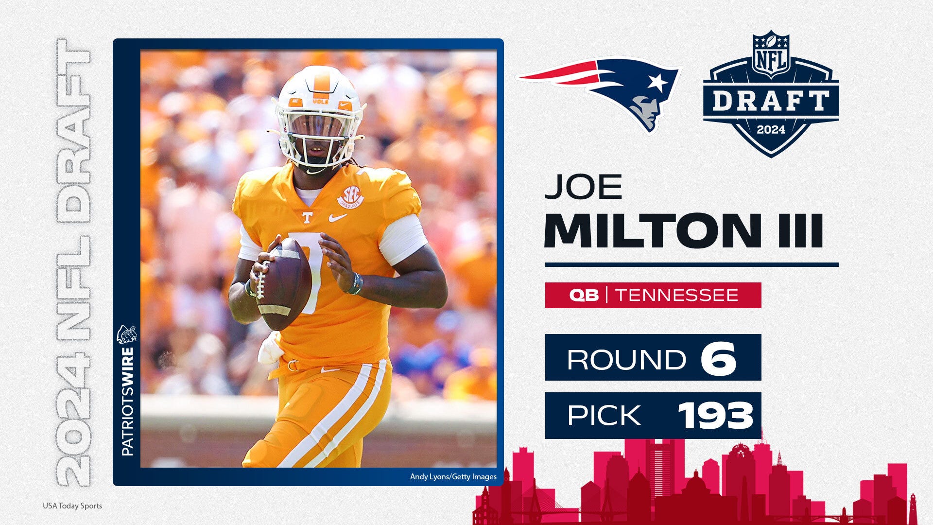 Patriots Select QB Joe Milton With No. 193 Pick In 2024 NFL Draft