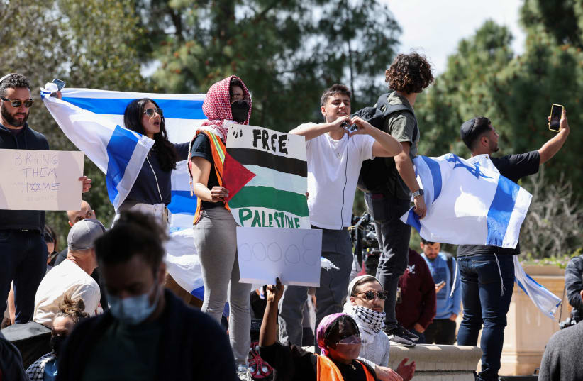 anti-israel protesters at ucla attack native american woman opposing hamas