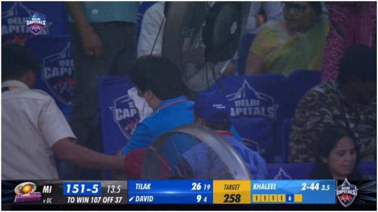Cricket fan gets hit by Tim David's six at Delhi Capitals vs Mumbai Indians IPL match. Pic goes viral