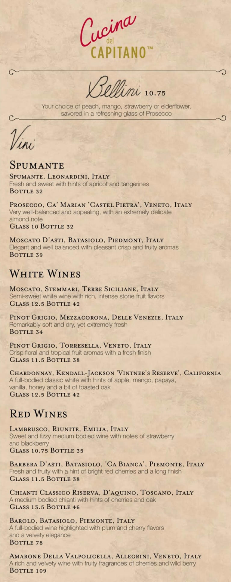 carnival mardi gras cucina del capitano menu