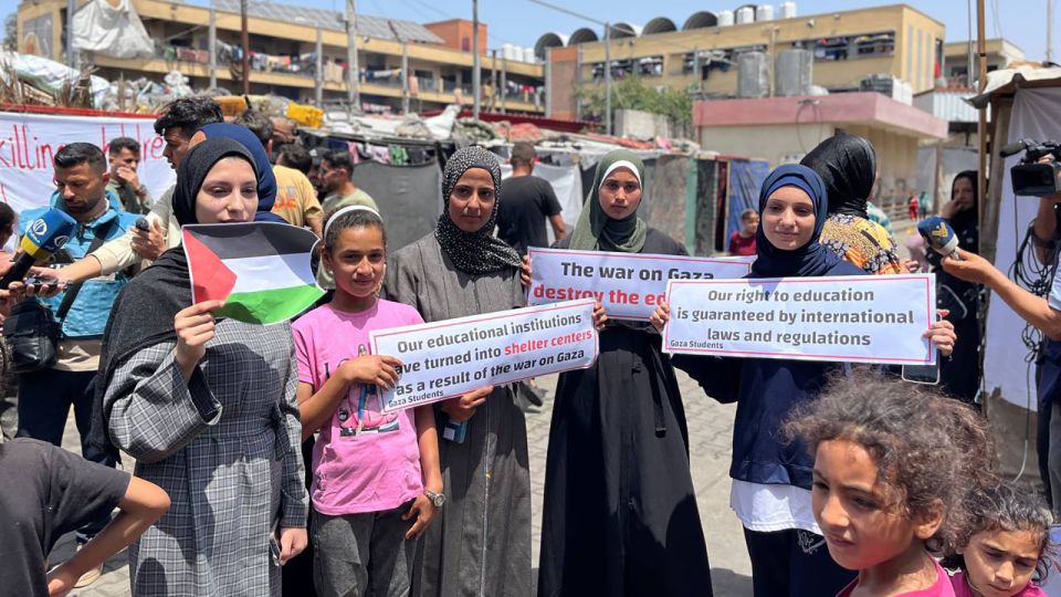 students and children in gaza thank pro-palestinian protesters at us college campuses