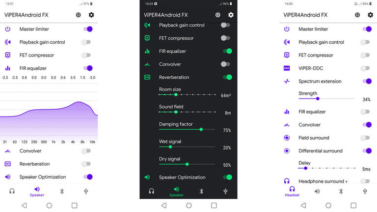 Three screenshots of Viper FX