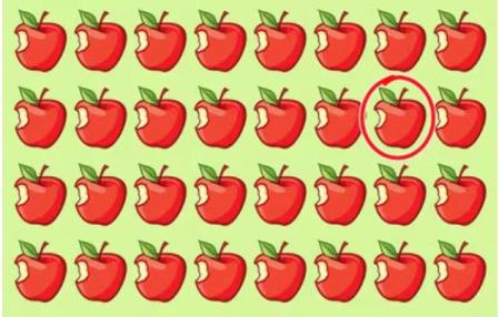 solo las mentes más rápidas resuelven el acertijo: halla la manzana falsa en 5 segundos