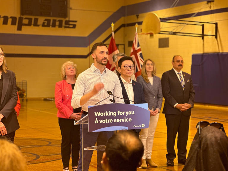 Ontario Education Minister Stephen Lecce said the new policies, which will come into effect this fall, will keep cellphones 'out of sight' in classrooms and ban vape products and cigarettes in schools. (Tess Ha/CBC)