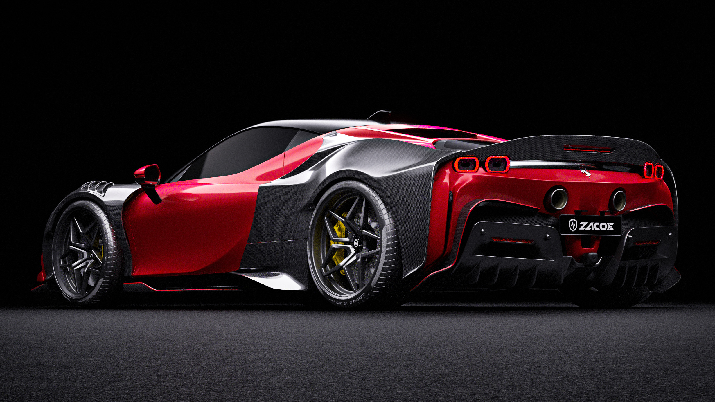 zacoe’s carbon fibre widebody kit for the ferrari sf90 is quite... something