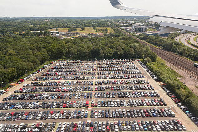 An urgent warning to be wary of 'meet and greet' car parking scams  has been issued to holidaymakers flying from Gatwick airport (pictured: Gatwick Airport car park)