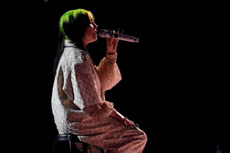 Billie Eilish performs 'When the party's over' during the 62nd annual GRAMMY Awards on Jan. 26, 2020 at the STAPLES Center in Los Angeles, Calif.
