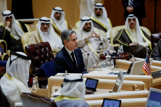 U.S. Secretary of State Antony Blinken attends a Joint Ministerial Meeting of the GCC-U.S. Strategic Partnership to discuss the humanitarian crises faced in Gaza, in Riyadh, Saudi Arabia, April 29, 2024. REUTERS/Evelyn Hockstein/Pool