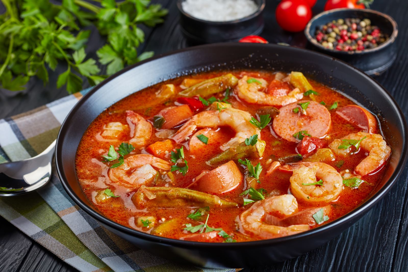 Image Credit: Shutterstock /from my point of view <p><span>A melting pot in a pot, this Louisiana Creole dish features a flavorful roux, okra, sausage, shrimp, and a blend of spices that sing with every spoonful.</span></p>