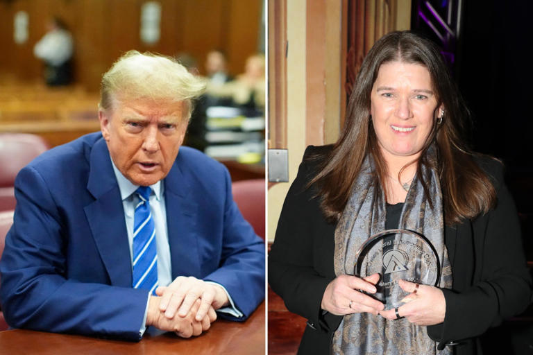 Left: Donald Trump attends the second day of his New York criminal trial on April 16, 2024. Right: Mary Trump attends the Jim Owles Winter Pride Gala Award Ceremony on January 20, 2023 in New York City. Mary Trump is a vocal critic of her uncle.