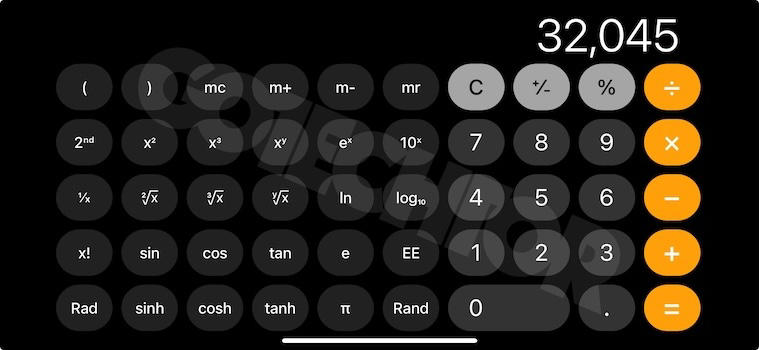 iPhone scientific calculator