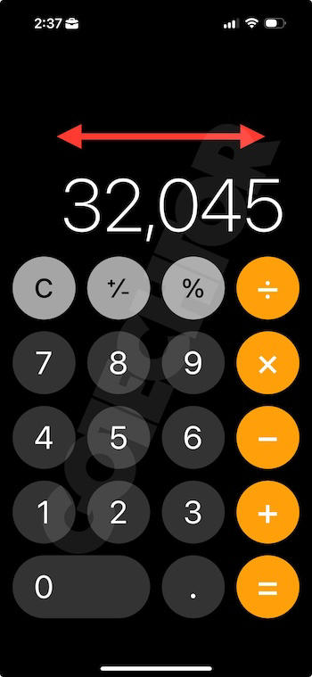 delete last digit on iPhone calculator