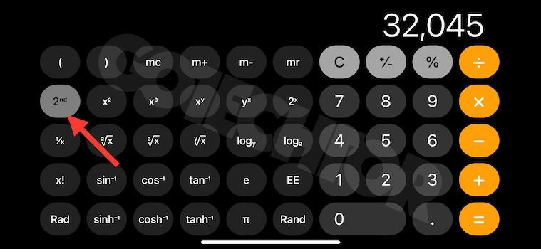 iPhone scientific calculator functions