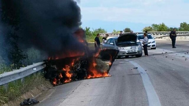 καβάλα: aυτοκίνητο στην εγνατία τυλίχθηκε στις φλόγες μετά από αύγκρουση