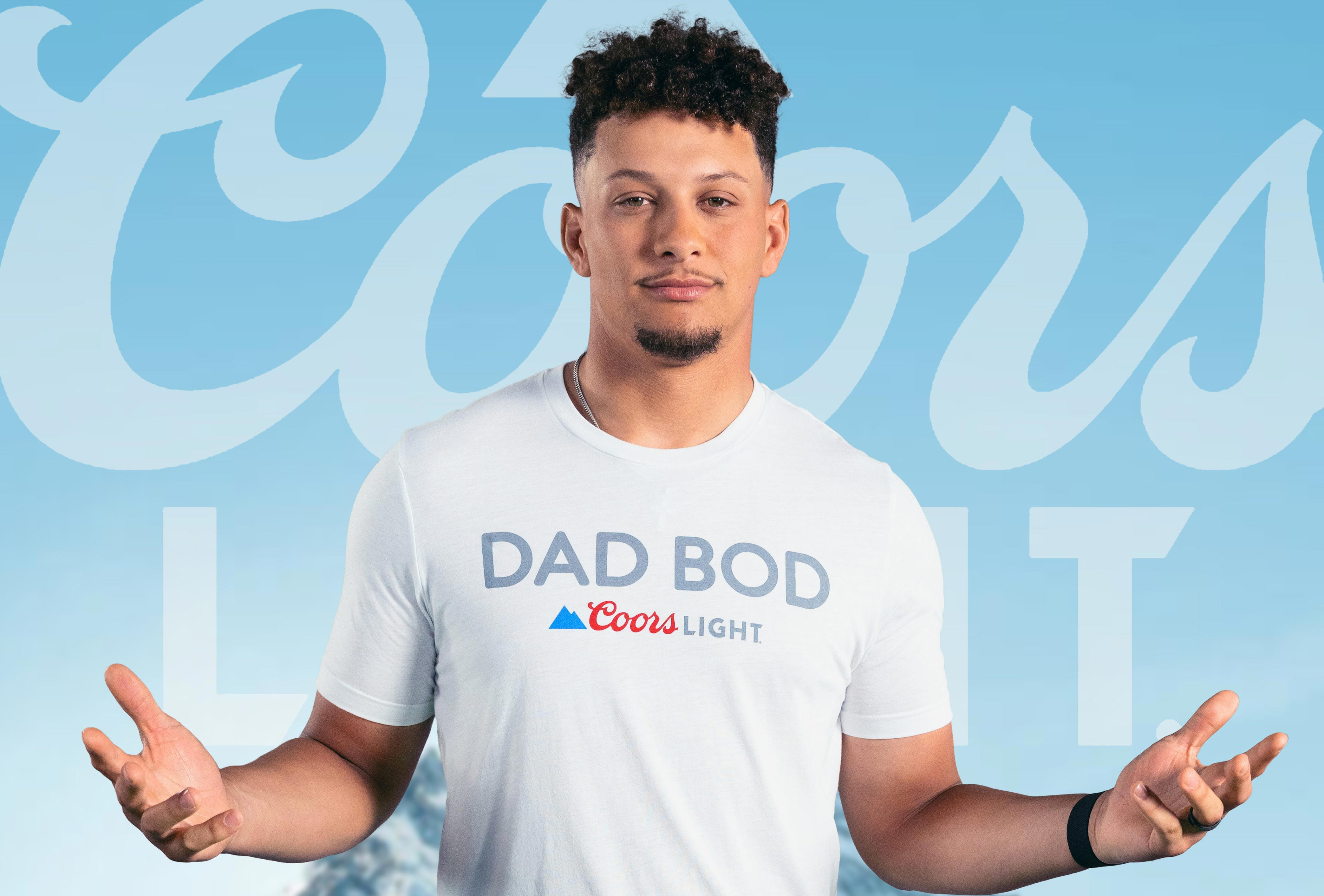 coors light launches 'dad bod' shirts inspired by chiefs qb patrick mahomes