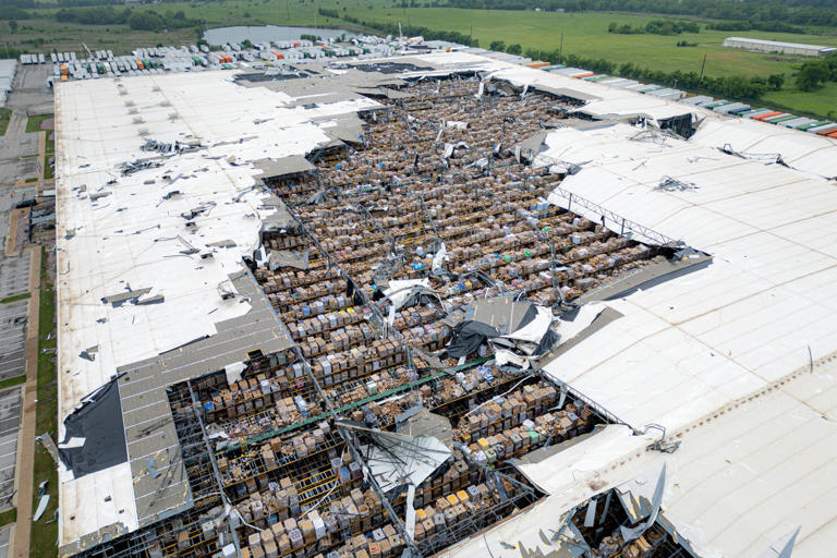 Tornado rips open Dollar Tree warehouse in Oklahoma