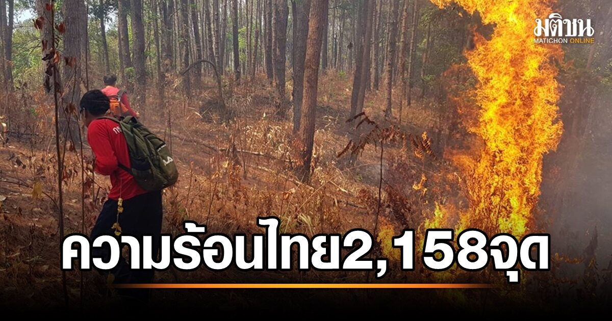 จุดความร้อนไทยสูง2,158 จุด ในป่าอนุรักษ์พุ่ง 1,136 สปป.ลาว พีคมาก 6,335 จุด