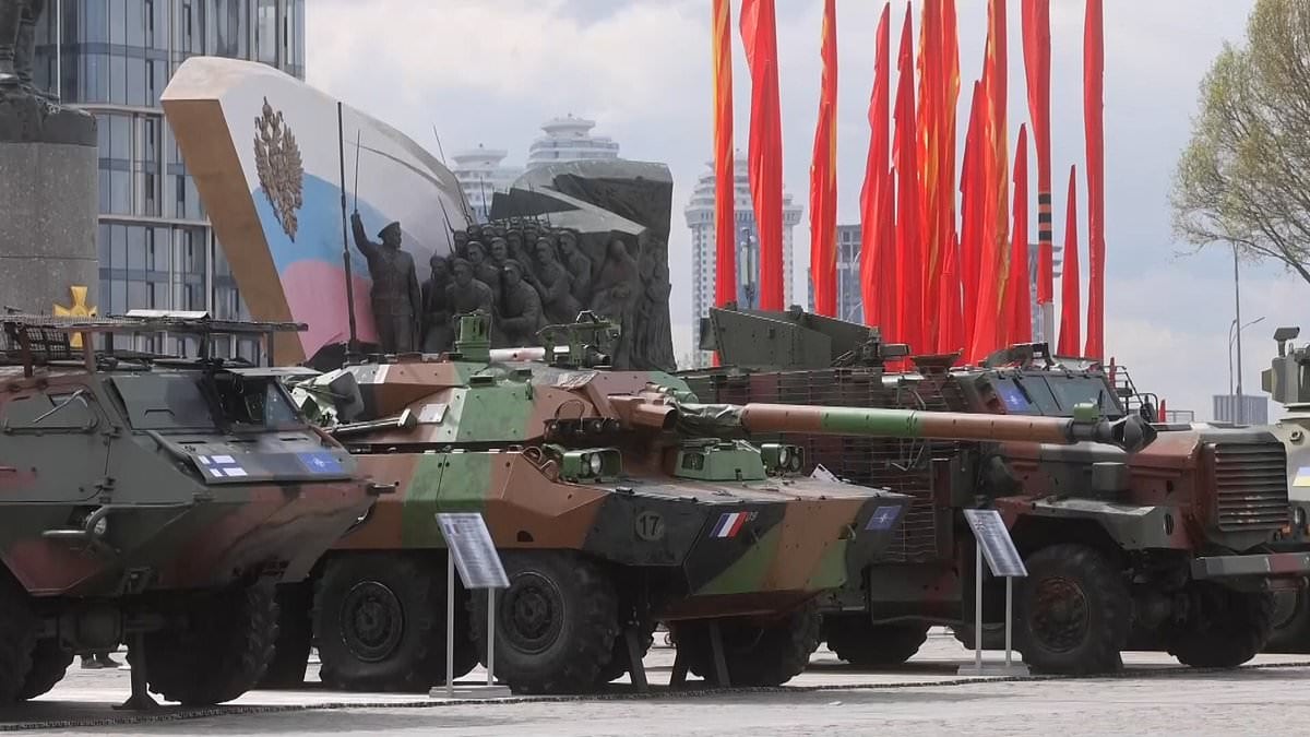 putin's brazen show of strength: displays captured american and british tanks in moscow