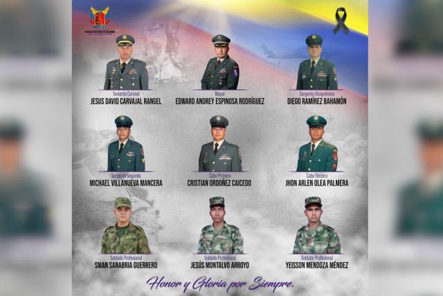 la trayectoria de los 9 militares que fallecieron en accidente de helicóptero en el sur de bolívar