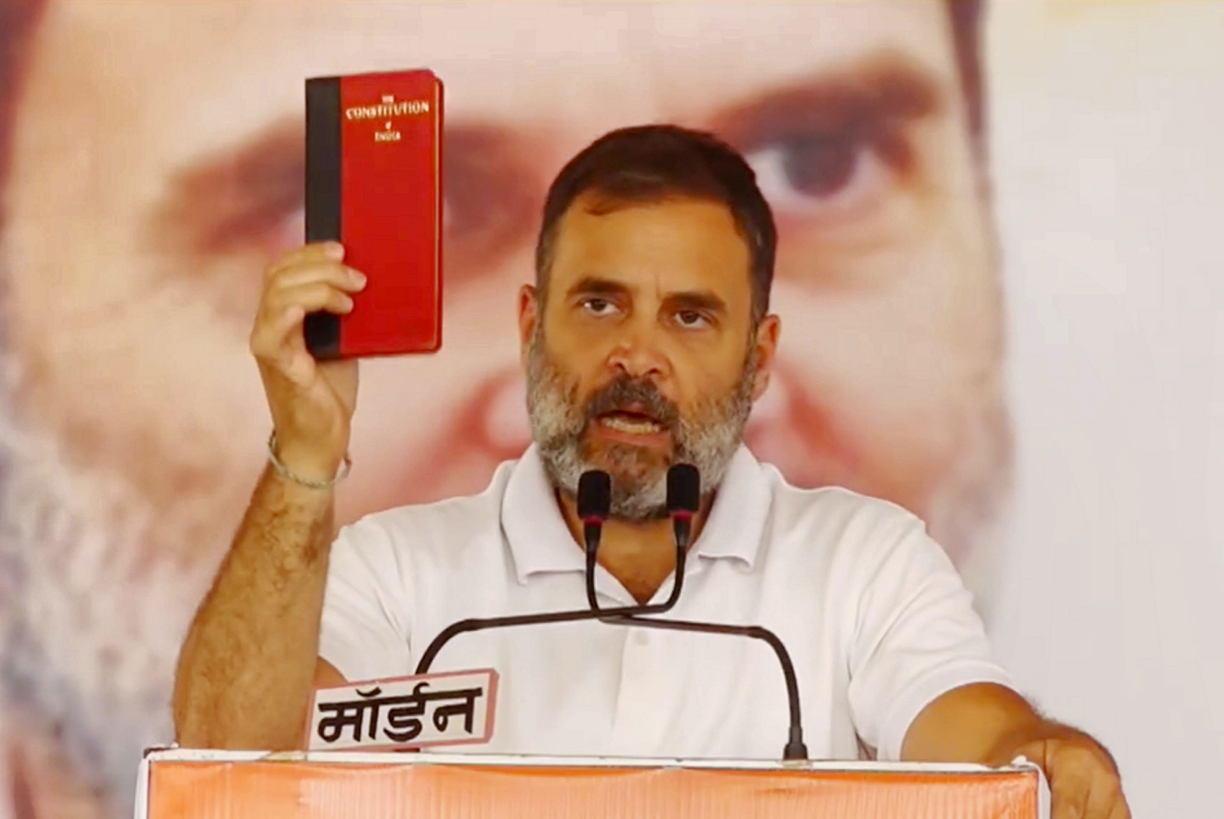 bjp will 'throw away' constitution if it returns to power, claims rahul gandhi