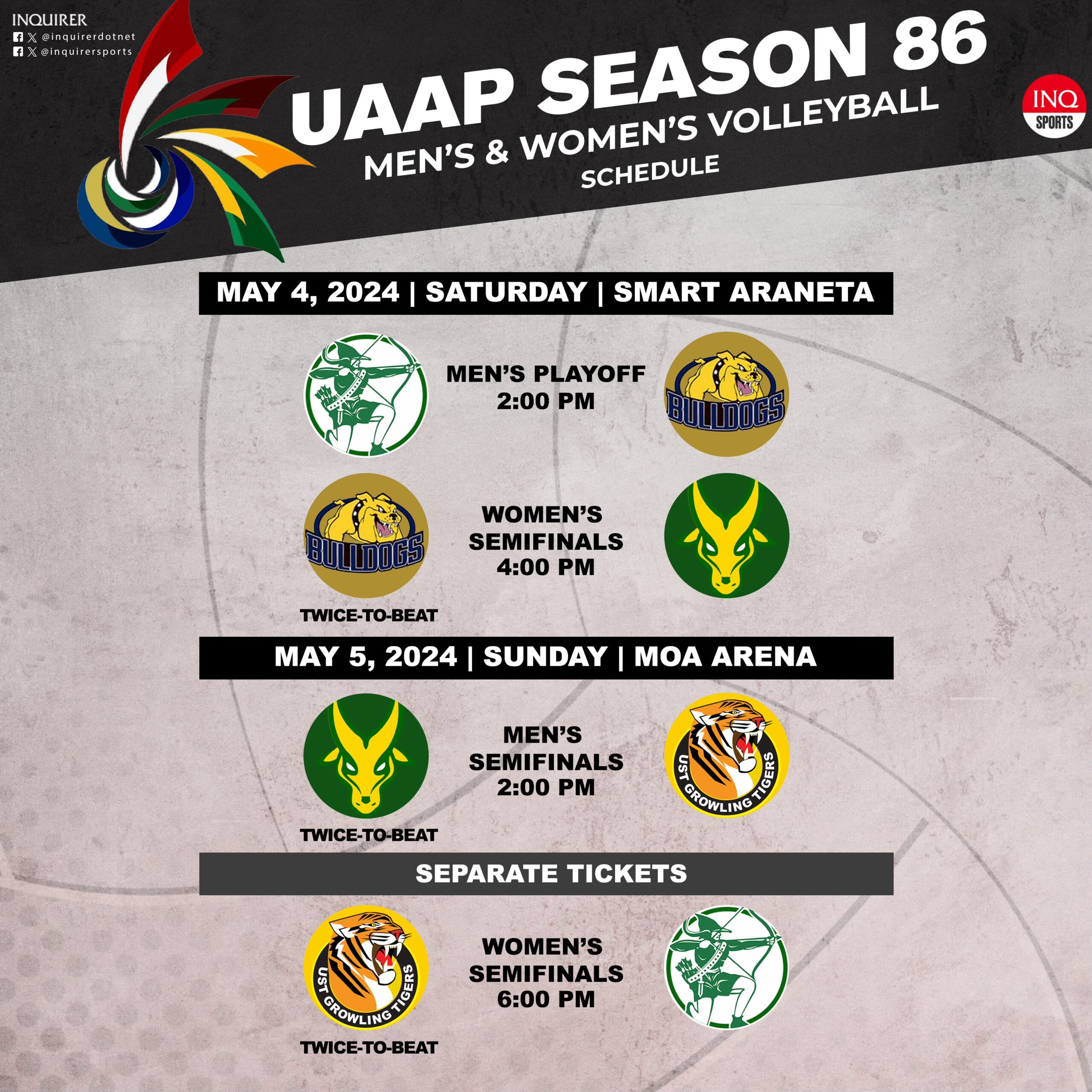 uaap schedule: season 86 volleyball final four