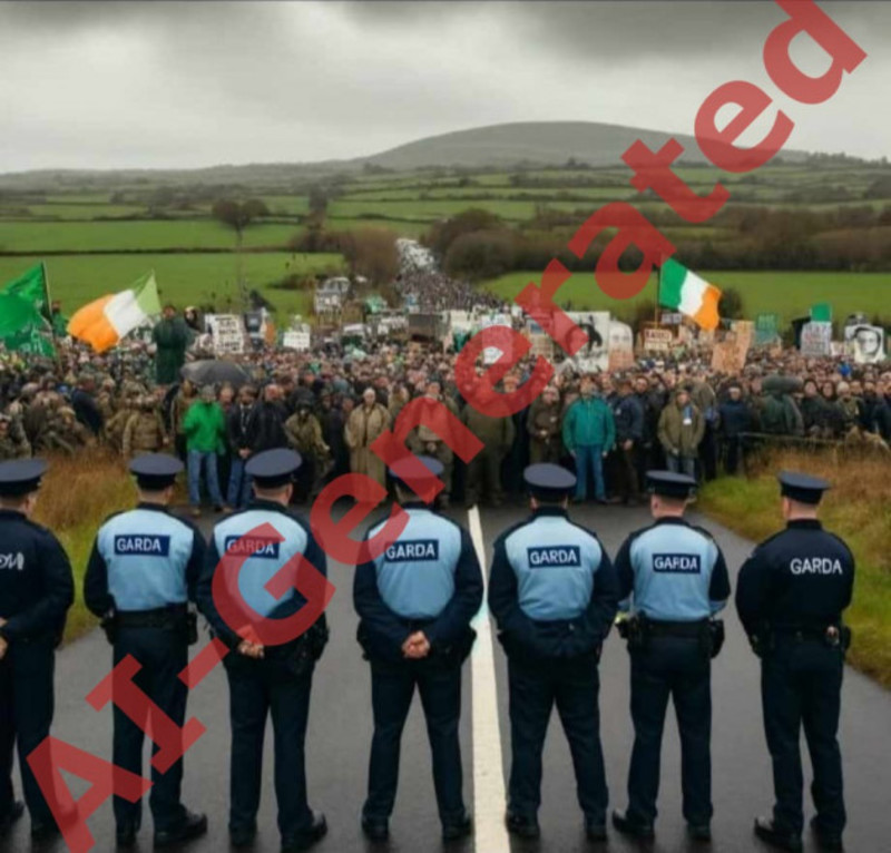 debunked: image of garda standoff shared after newtownmountkennedy protests is ai-generated