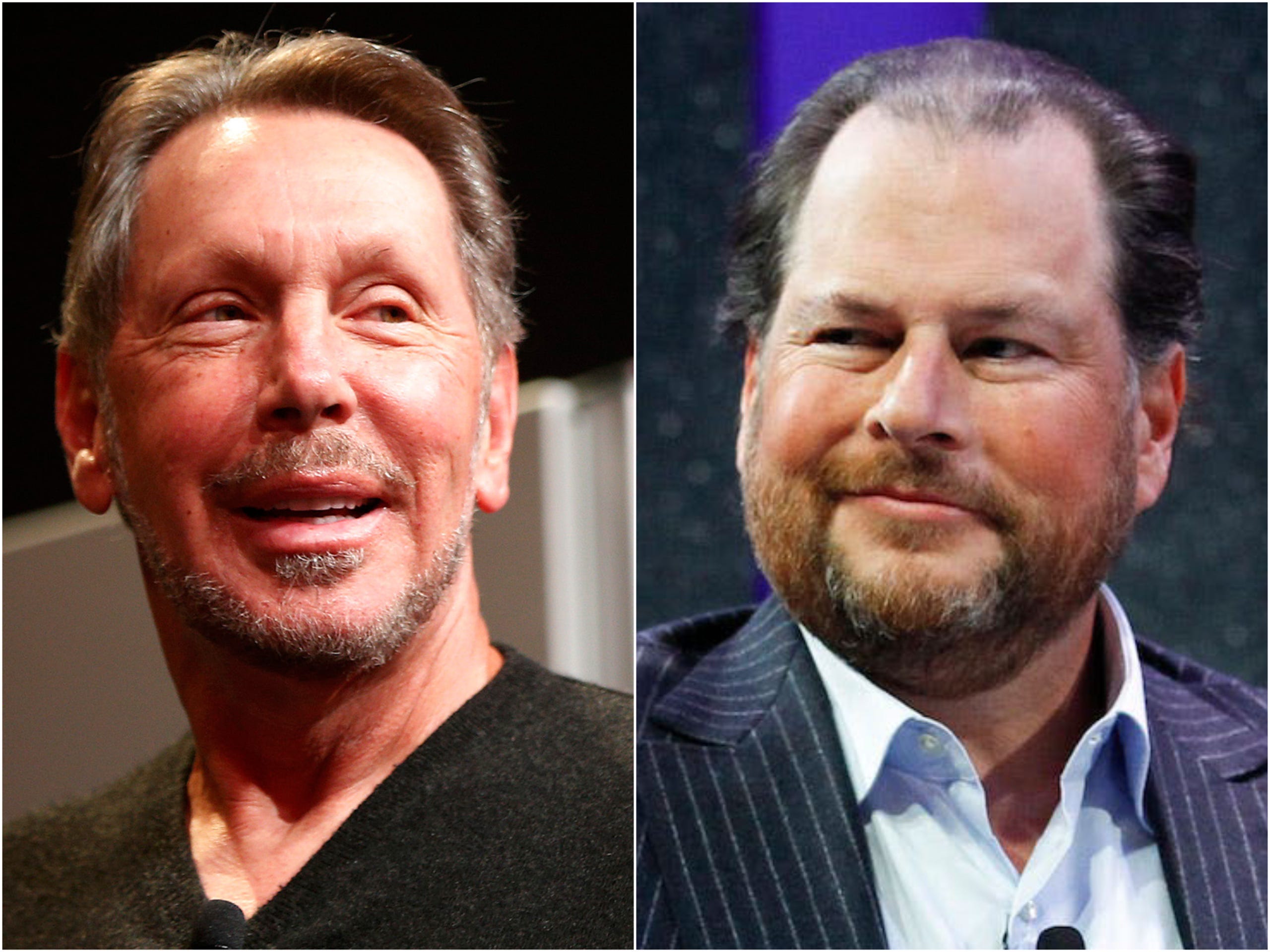 <p>In 1999, <a href="https://www.businessinsider.com/marc-benioff-loves-larry-ellison-2016-9">Ellison's protégé, Marc Benioff</a>, left Oracle to work on a new startup called Salesforce.com. Ellison was an early investor, putting $2 million into his friend's new venture.</p><p>When Benioff found out that Ellison had Oracle working on a direct competitor to Salesforce's product, he tried to force his mentor to quit Salesforce's board. Instead, Ellison forced Benioff to fire him — meaning Ellison kept his shares in Salesforce.</p><p>Given that Salesforce is now a $267 billion company, Ellison personally profits even when his competitors do well. It has led to a love-hate relationship between the two executives that continues to this day, with the two taking shots at each other in the press.</p>