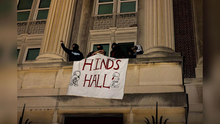 Students at Columbia University took over Hamilton Hall, an academic building used by the dean, and rebranded it, "Hind's Hall." Getty Images