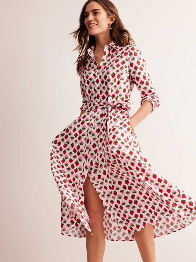why you need this boden strawberry print dress in your summer wardrobe