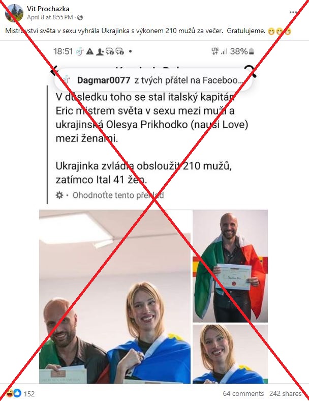 falešné příspěvky o vítězce „mistrovství v sexu“ jako součást protiukrajinské propagandy