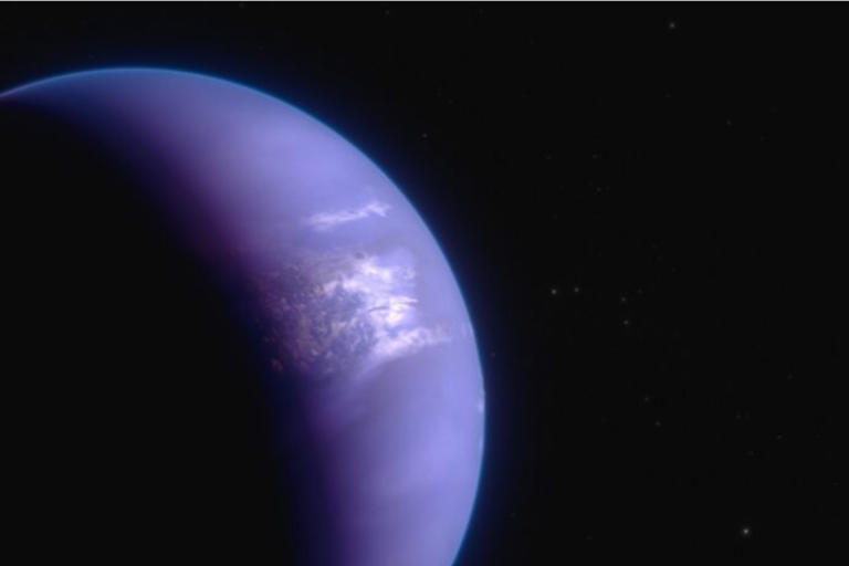 Artist's impression of WASP-43. This far-off exoplanet has powerful winds and extreme weather.