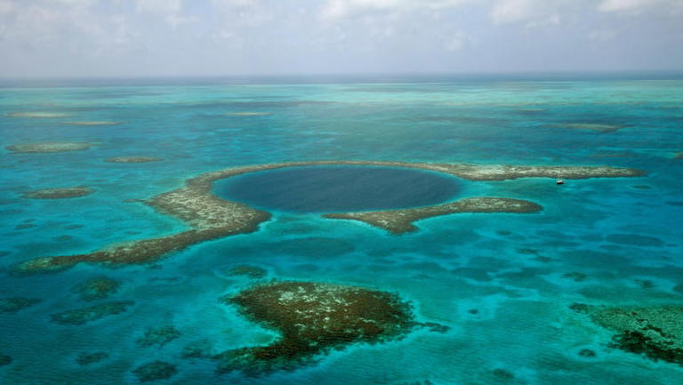 Belize's Great Blue Hole, probably the most recognizable blue hole.