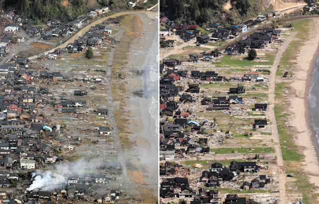 能登半島地震から4カ月 発生時と現在を上空写真で比較
