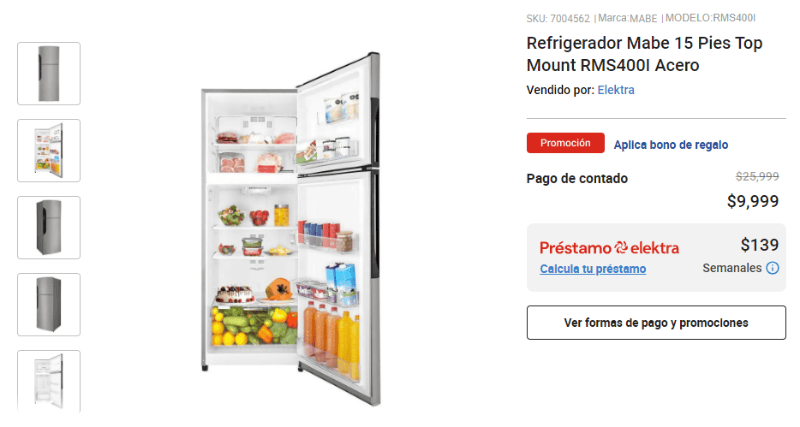 elektra 'casi regala' baratísimo refrigerador mabe de clase alta con tecnología homer energy saver