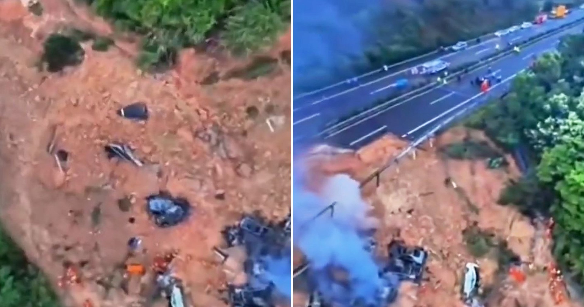at least 19 dead after huge chunk of highway collapses