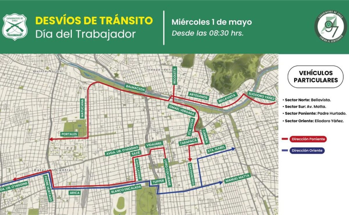 día el trabajador: publican los cortes de calles y desvíos en este 1 de mayo en santiago