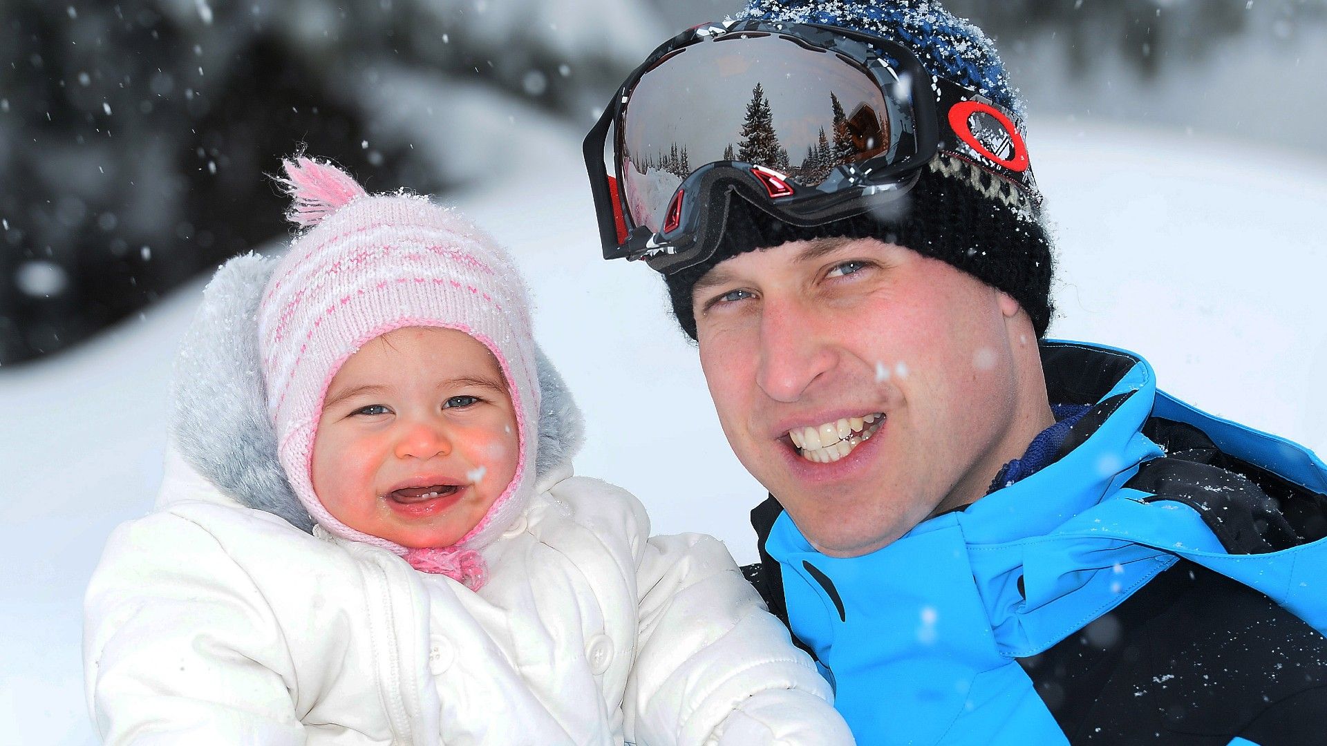 <p>                     Prince William looks every inch the proud pop as he takes an adorable photo with his young daughter, Princess Charlotte, in 2016.                   </p>                                      <p>                     The little Princess is bundled up to fend off the cold of the French Alps, layered up with a big puffy coat and hat, but you can still see her beaming face.                   </p>