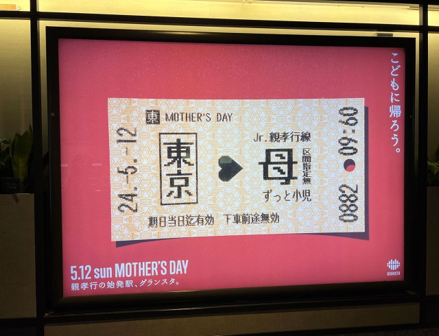 東京駅の「母の日」ポスターが衝撃すぎて、見た瞬間に「ママー！」と叫びそうになった