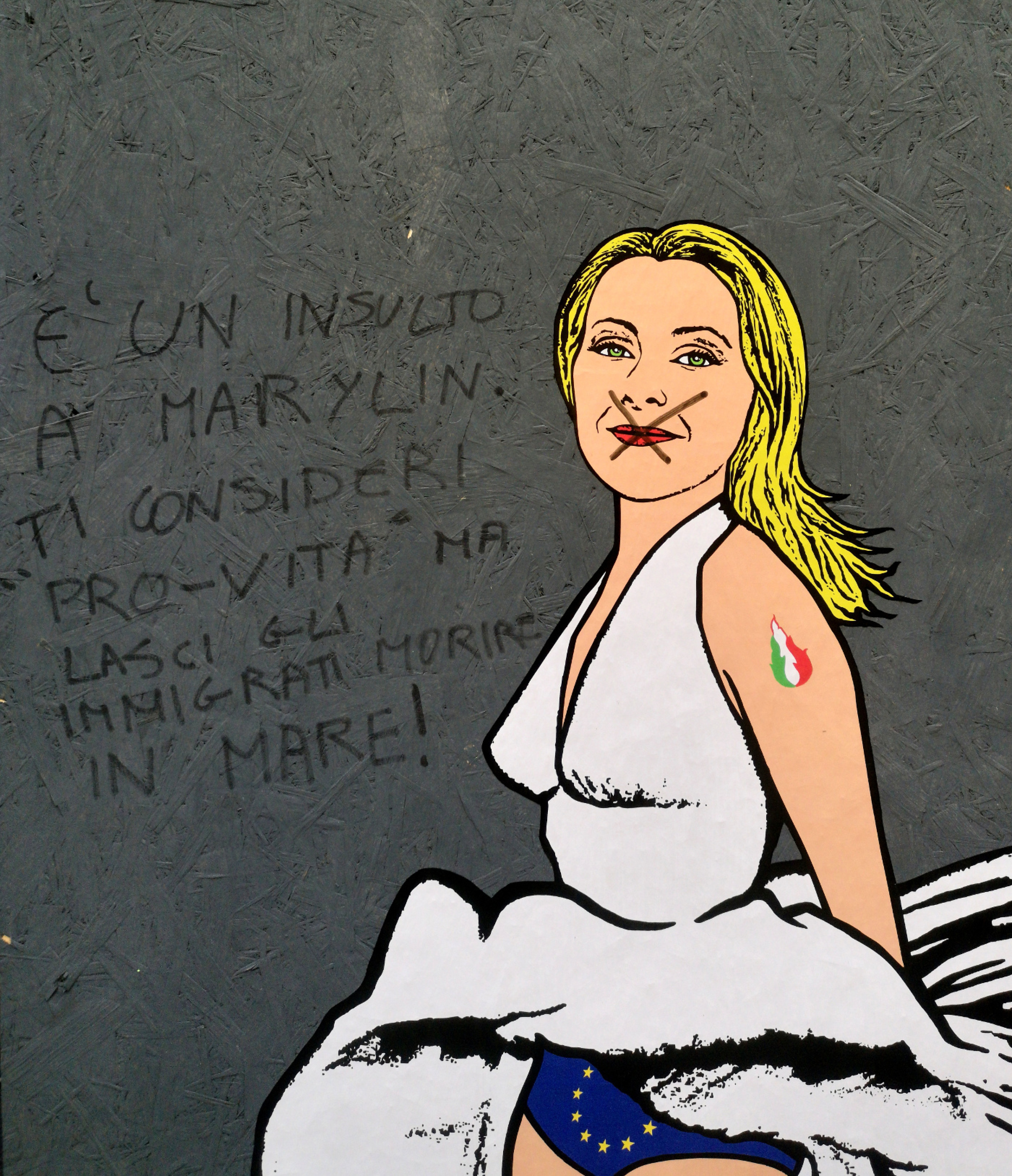 Murales di Giorgia Meloni vandalizzato in centro a Milano