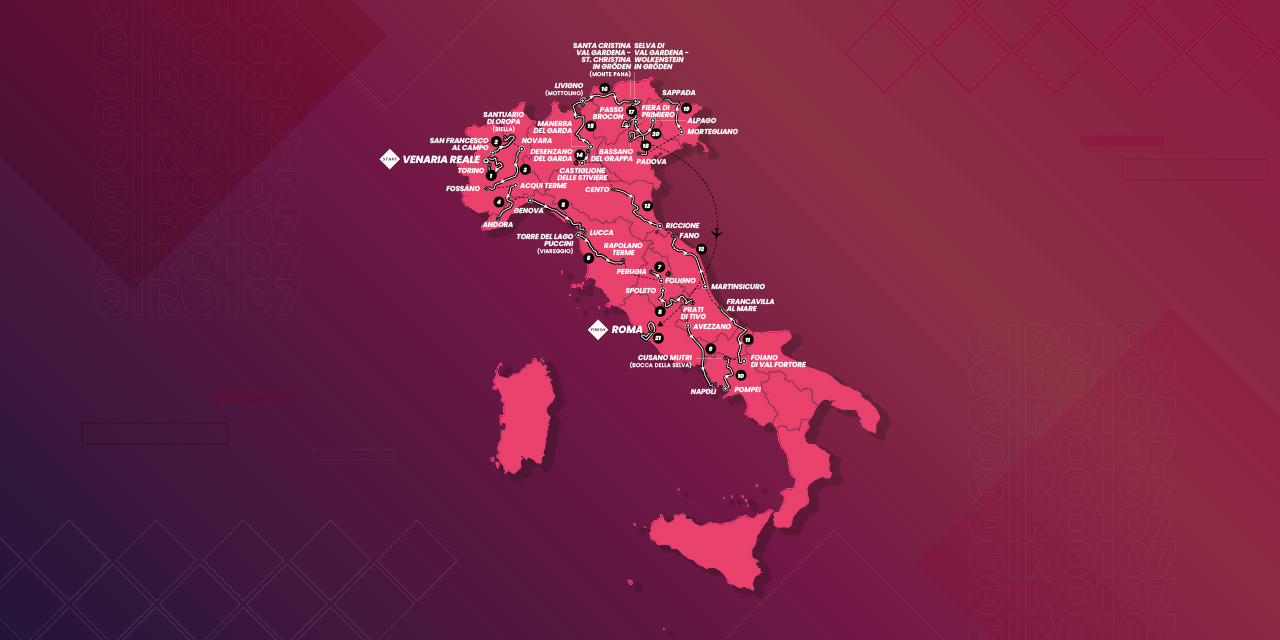 Giro 2024 la carte du parcours complet et le profil détaillé étape