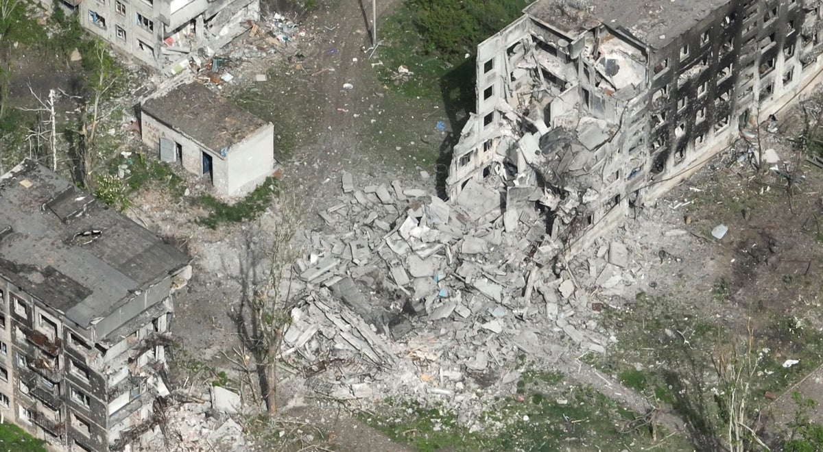 drone footage shows devastation in chasiv yar, an eastern ukrainian city russia is assaulting