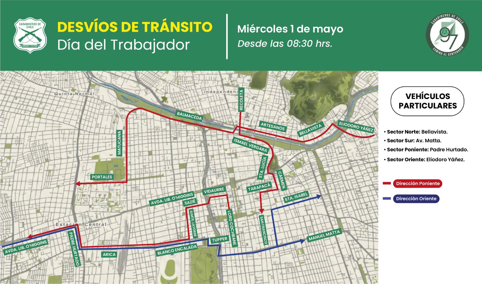 día del trabajador: los desvíos de tránsito que se implementarán en santiago