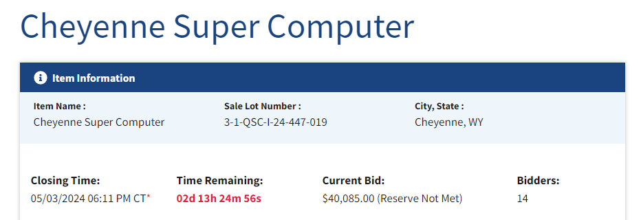 pas assez de puissance cpu pour jouer à cyberpunk 2077 ? le supercalculateur cheyenne est à vendre... et il n'est même pas si cher !