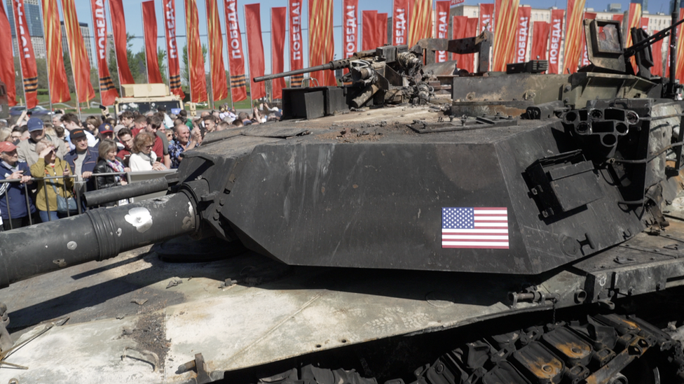 russia flaunts western tanks captured in war in ukraine